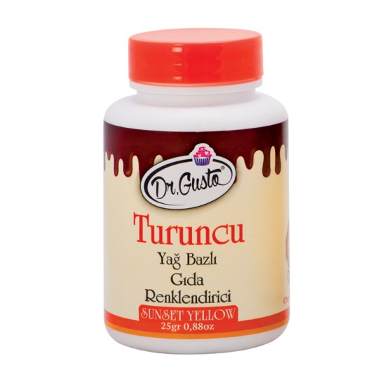 Dr Gusto Lebensmittel Pulverfarbe Fettlöslich Orange 25g - DR0044 - Dr Gusto